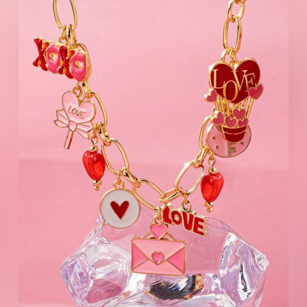 Gold and Red Love Charm Necklace